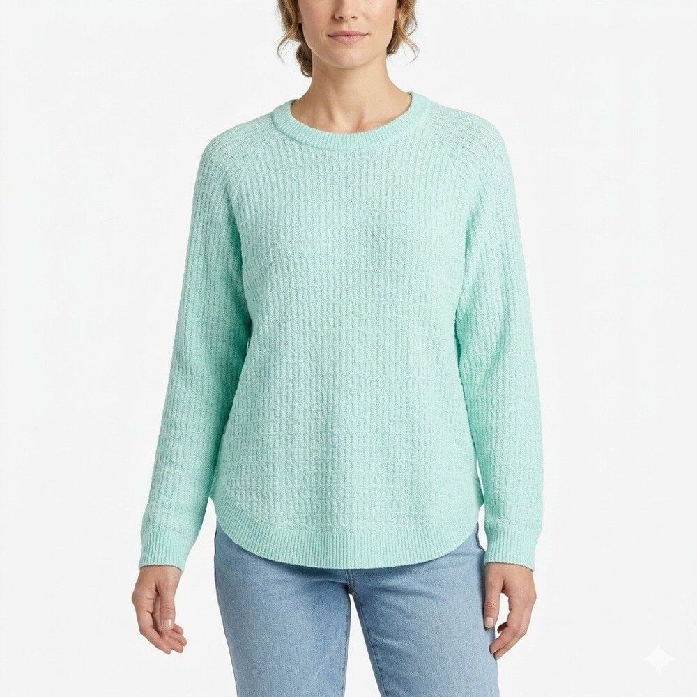St John's Bay Balmsy Sea Knit Pullover Sweater Teal Green Long Sleeve Size PXXL